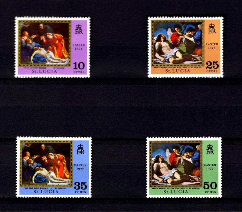 ST LUCIA - 1972 - EASTER - ANGELS - PAINTINGS - CARACCI - GUERCINO +  MNH SET!