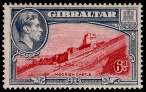 GIBRALTAR SG126, 6d carm & grey-violet PERF 13½, LH MINT. Cat £48.