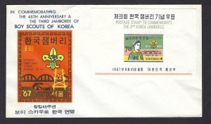 1967 Korea Boy Scouts 3rd Jamboree SS w cachet no cancel