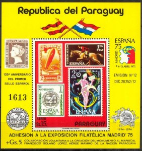 Paraguay 1975 UPU stamps on stamps ESPANA '75 S/S MNH