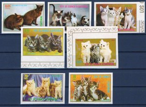 Equatorial Guinea Mi 1016-1022 MNH Imperf Domestic Cats Kittens ZAYIX 0224M0029M