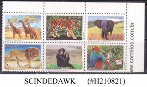 BRAZIL - 2007 WILD ANIMALS - 6V SE-TENANT - MINT NH