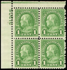 US #632 FRANKLIN MNH UL PLATE BLOCK #21305