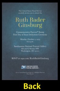 US 5821 Ruth Bader Ginsburg First Day of Issue Ceremony Invitation 2023