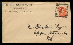 ?St. Thomas, Ont.  Squared Circle 1896 cover 3c Small Queen Canada