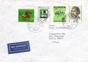 FOUR FRANKING COVER 1972 VIA AIRMAIL FROM WEST GERMANY TO U.S.A.