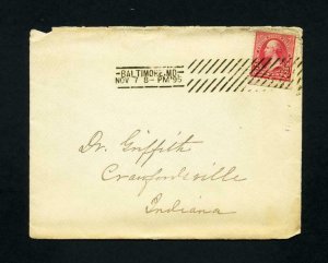 Cover Baltimore, MD to Crawfordsville, IN with mother to Dr. letter - 11-8-1895