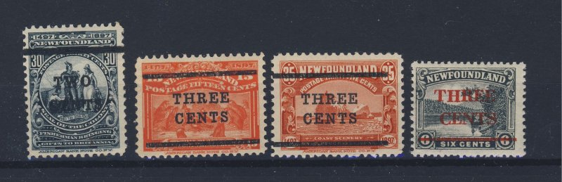 4x Newfoundland Stamps; #127-2c/30c-129-3c/15c 130-3c/35c 160-3c/6c  GV= $69.00