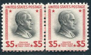 UNITED STATES 834 MINT NH F-VF, PAIR & LINE $5 COOLIDGE