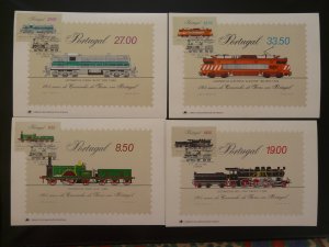 railroads trains set of 4 maximum card Portugal 1981