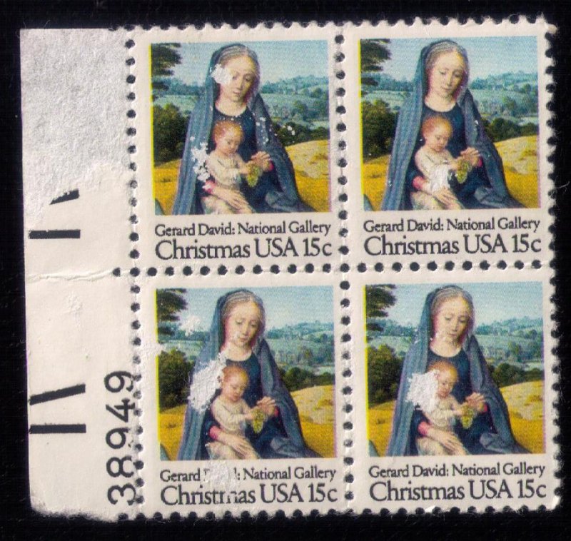 US Sc #1799 MNH , OG Christmas 15c PL #Block Of Four VF