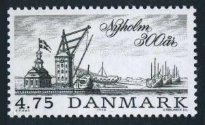 Denmark 913,MNH.Michel 976. Nyholm,300th Ann.1990.Harbor,Sailing ships.