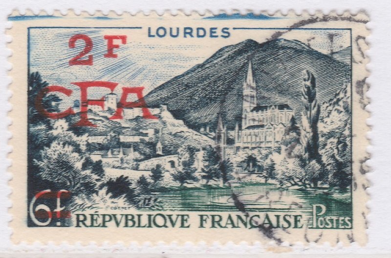 1953-54 French Colony Reunion 2fr on 6fr Used Stamp A21P41F6513-