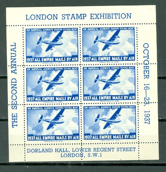 LONDON 1937 STAMP EXHIBITION SCARCE SHEETLET...MNH