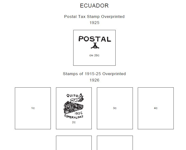 ECUADOR STAMP ALBUM PAGES 1865-2011 (449 PDF digital pages)