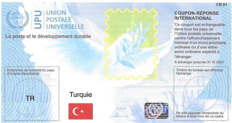 TURKEY - (IRC) INTERNATIONAL REPLY COUPON (exp. 31.12.2021) (MINT), MNH