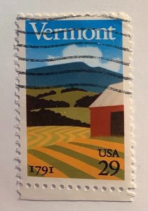 USA 1991 Scott 2533 used - 29c,  200th Anniversary of Vermont Statehood