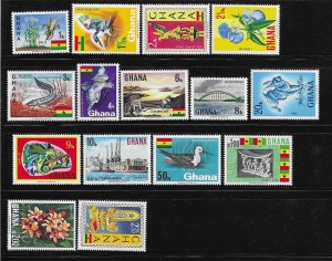 Ghana 1967 Definitive Fish Birds Dam Corn Sc 286-300 MNH A145