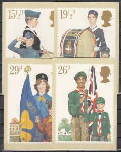 Great Britain, Scott cat. 983-986. Scout issue on 4 Agency Post Cards. ^