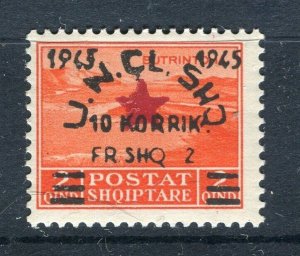 ALBANIA; 1945 early People's Army Anniversary surcharged issue 2Fr. value