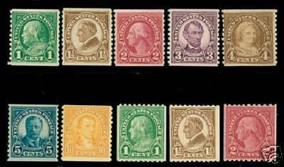 #597 - 606 1926 Regular Issues Coil Set  - MNH