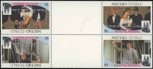 Tuvalu-Niutao #54-55, Complete Set(2), Gutter Blks of 4, 1986, Royalty, NH