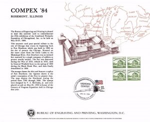 BEP Souvenir Card B68 COMPEX '84 #728 Chicago Fort Dearborn VC Cancel