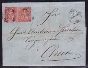 Switzerland - 1867 - Scott #53 - pair used on 1869 cover - WALTERNSADT pmk