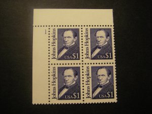 Scott 2194b, $1 Johns Hopkins, PB4 #1 UL, MNH Great Americans Beauty