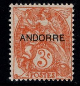 French Andorre Scott 3 MH* stamp