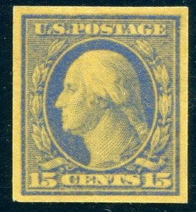 US SCOTT #340TC1ah Trial Color Large Die Proof XF Blue On Yellow (DFP 7/8/20)