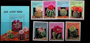 NORTH VIET NAM Sc 1752-59 NH SET+S/S OF 1987 - FLOWERS - CACTI - (AS23)