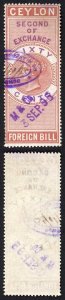 Ceylon Foreign Bill BF24 60c Brown and Lilac 2nd Exchange