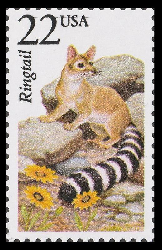 US 2302 North American Wildlife Ringtail 22c single MNH 1987