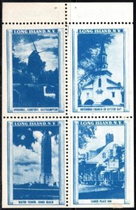 1930's US Poster Stamp Long Island, N.Y. Cemetery, Easthampton, Block/4 MNH