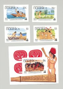 Dominica #1156-1160 Columbus, UPAE 4v & 1v S/S Imperf Proofs