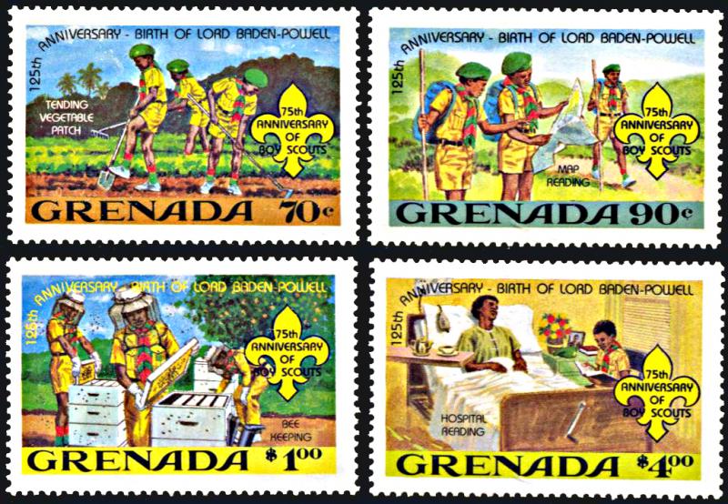 Grenada 1088-1091, MNH, 75th Anniversary of Boy Scouts