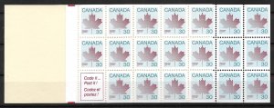 1983 Canada booklet 83 with Sc923a 30¢ Maple Leaf pane of 20 MNH