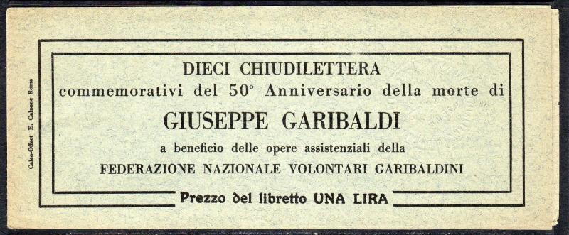 Italy Garibaldi Cinderella Poster Stamp Full Booklet a776