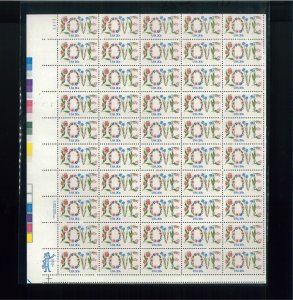 1982 US Love 20¢ Postage Stamp #1951 MNH Full Sheet Gutter Snipe