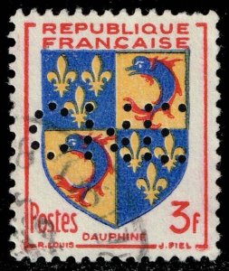 France #699 Arms of Dauphine; Used Perfin