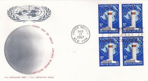 United Nations 1967 Definitive Issue Block of 4 FDC New  York Unaddressed VGC