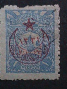 ​TURKEY-1905 SC#380 OTTORMAN EMPIRE-OVER PRINT USED 118 YEARS OLD STAMP RARE