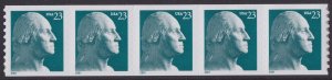 US 3475A George Washington 23c coil strip BCA (5 stamps) MNH 2001