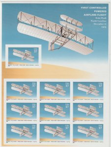 US Scott #3783 First Flight ~ Wright Brothers 2003 MNH Pane of Ten 37 Cent