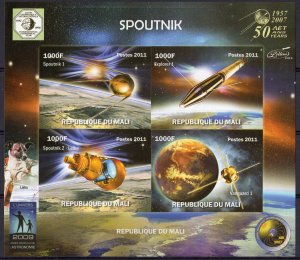 Mali 2011 Sputnik 1-2 LAIKA DOG IN SPACE Sheetlet (4) IMPERFORATED  MNH VF