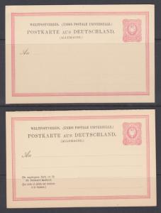 Germany Mi P8I, P9, unused. 1878 Postal cards, 2 diff, 10pf Postal & Reply Card