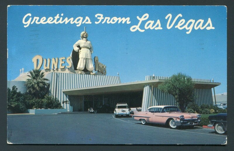 1963 Postcard - North Las Vegas, Nevada to Redlands, California - Pink Cadillac!