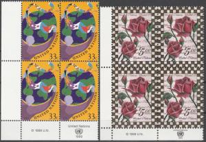 United Nations #752-3   MNH  Blocks  CV $34.25  (A4974)