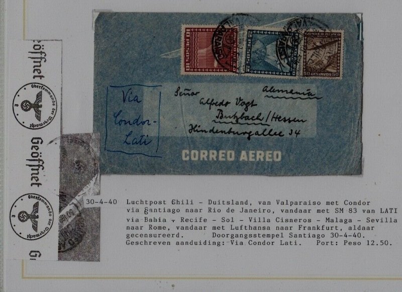 Chile/Germany airmail cover 30.4.40